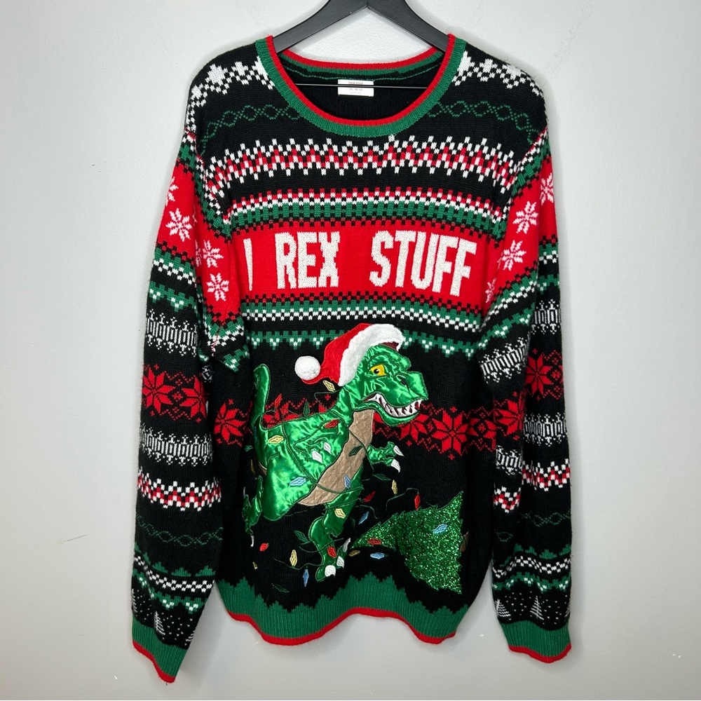 Holiday Time Men's I Rex Stuff‎ Ugly Christmas Sweater Size 2X
